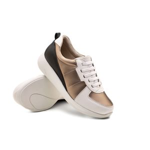 Tênis Doctor Shoes Couro 1403 (Elástico) Branco/Prata Velho/Preto