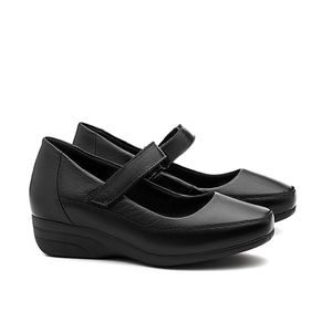 Sapato Anabela Doctor Shoes Couro 3144 Preto/Preto