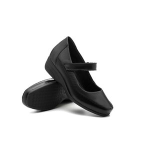 Sapato Anabela Doctor Shoes Couro 3144 Preto/Preto