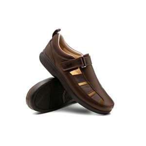 Sandália Doctor Shoes Prevent Couro 3059 Marrom