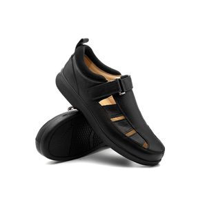 Sandália Doctor Shoes Prevent Couro 3059 Preto