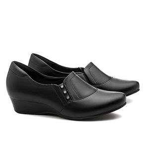 Sapato Anabela Doctor Shoes Couro 35001 Preto