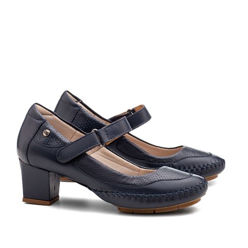 Sapato Salto Doctor Shoes Couro 789 Marinho