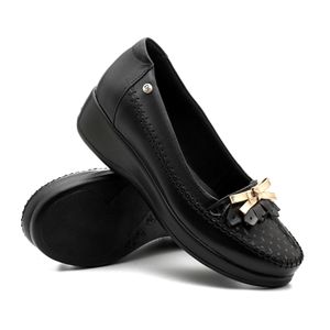 Sapato Anabela Doctor Shoes Couro 7801 Preto