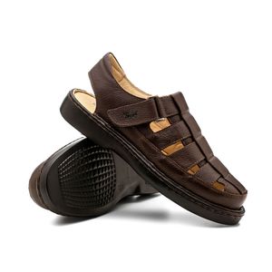 Sandália Doctor Shoes Couro 321 Marrom