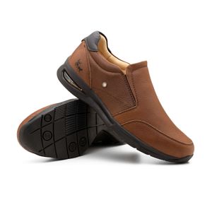 Sapato Casual Doctor Shoes com Bolha de Ar System Anti Impacto Couro 2139 Marrom