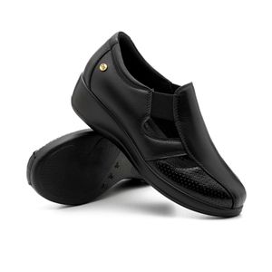 Sapato Anabela Doctor Shoes Couro 7800 Preto