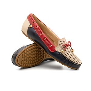 Mocassim Doctor Shoes Couro 1184 Petróleo/Neve/Framboesa