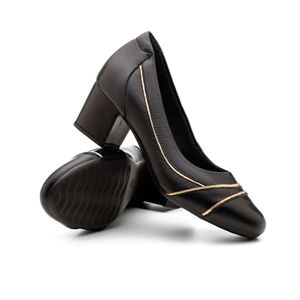 Sapato Salto Doctor Shoes Couro 289 Preto/Metalizado Glacê