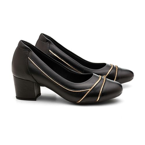 Sapato Salto Doctor Shoes Couro 289 Preto/Metalizado Glacê