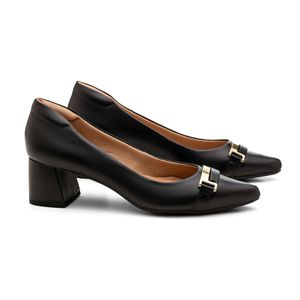 Sapato Salto Doctor Shoes Scarpin Couro 4546 Preto