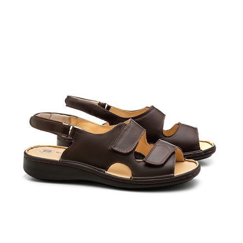 Sandália Anabela Doctor Shoes Couro 295 Marrom