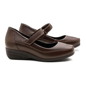 Sapato Anabela Doctor Shoes Couro 3144 Marrom/Marrom