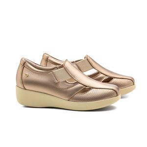 Sapato Anabela Doctor Shoes Couro 7800 Metalic