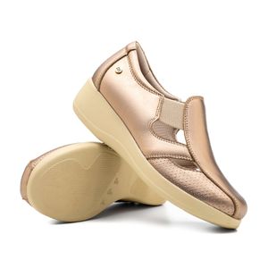 Sapato Anabela Doctor Shoes Couro 7800 Metalic
