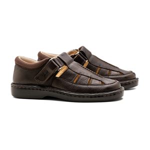 Sandália Doctor Shoes Couro 328 Marrom