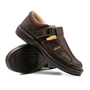 Sandália Doctor Shoes Couro 328 Marrom