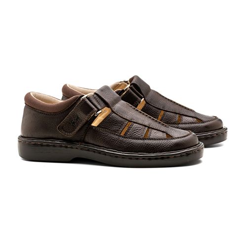 Sandália Doctor Shoes Couro 328 Marrom