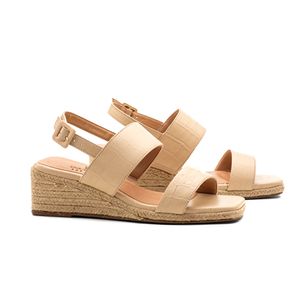 Sandália Anabela Doctor Shoes Couro 57507 Nude