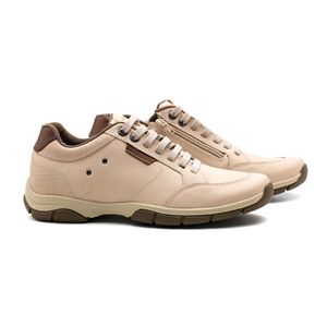 Tênis Doctor Shoes Couro 64405 (Elástico) Palha/Mouro