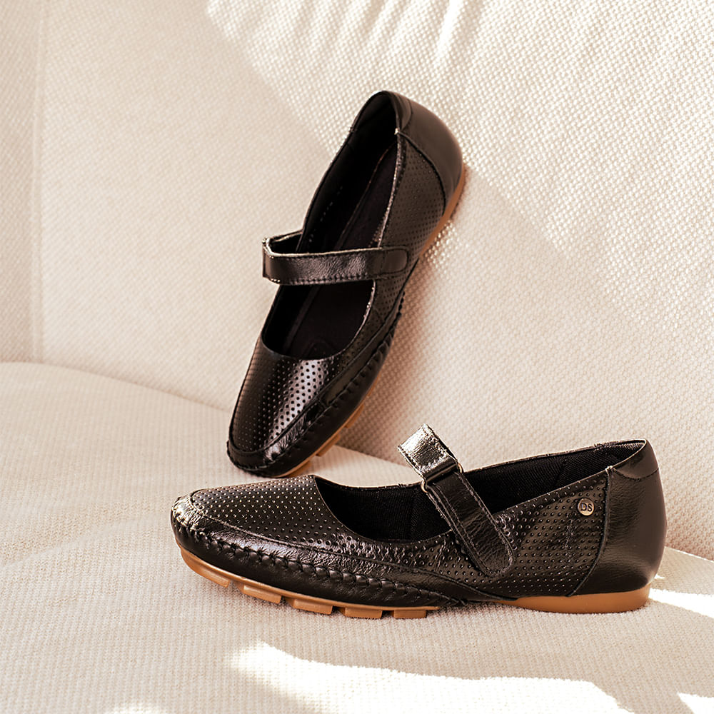 Docoo Sapatilha Doctor Shoes Couro 2779 Preto - Conforto e Estilo