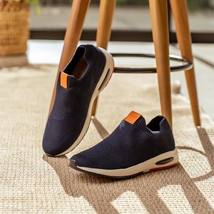 Tênis Doctor Shoes knit 59410 Marinho/Laranja