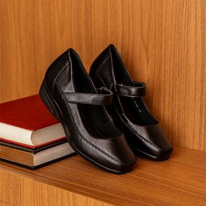 Sapato Anabela Doctor Shoes Couro 3144 Preto/Preto