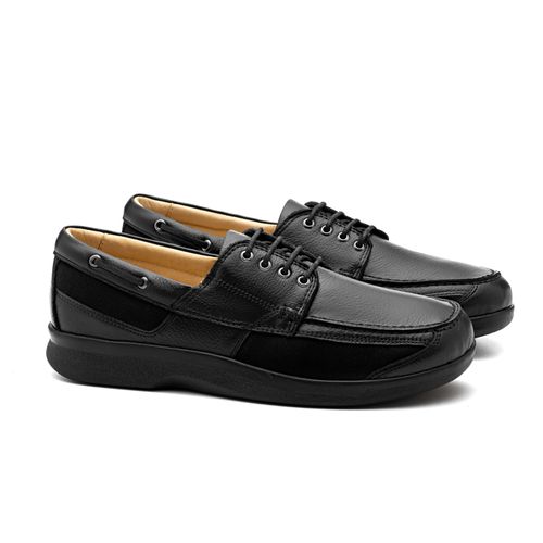 Sapato Casual Doctor Shoes Diabético Couro 3057 Preto