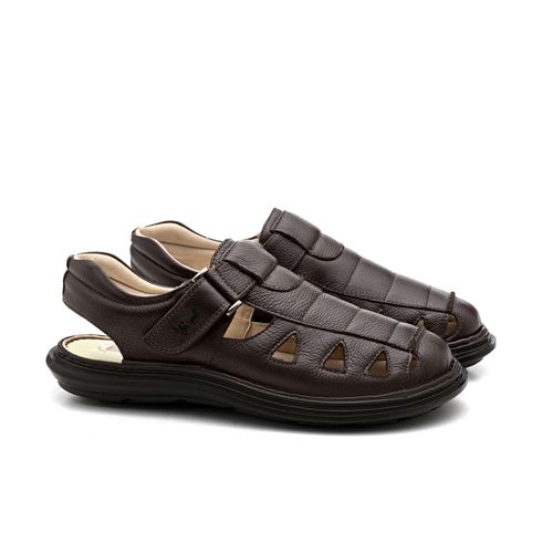 Sandália Doctor Shoes Couro 917302 Marrom
