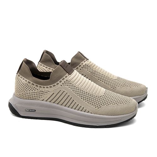 Tênis Meia Masculino Knit Bege – Sem Costura, Malha Respirável e Solado Gel Light - 60805